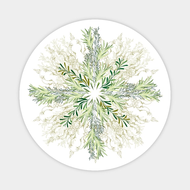 Mandala of Rosemary plant, herbal talisman Magnet by ariverde